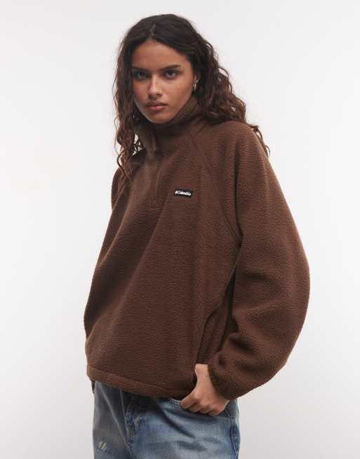 Columbia Olive Spring half snap fleece in brown, 3 of 4