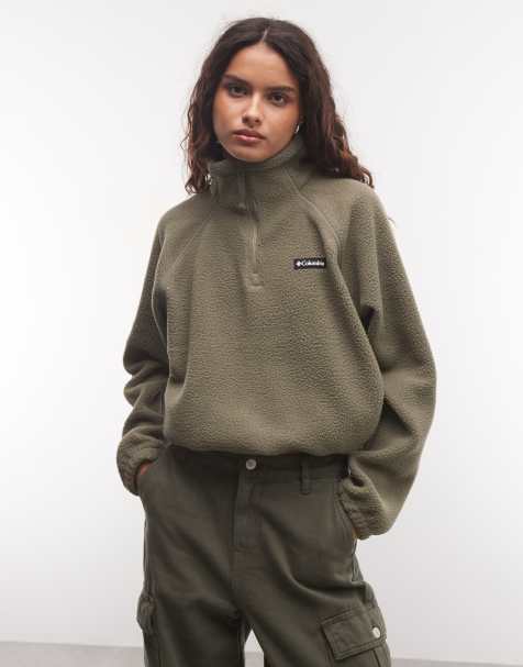 Columbia Olive Spring half snap fleece in green - view 1