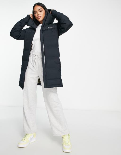 Columbia Opal Hill Mid hooded down jacket in black | ASOS