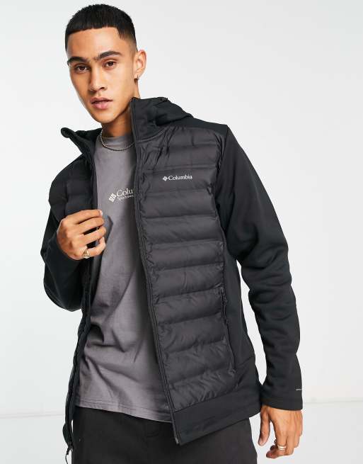 Columbia Out-Shield insulated hybrid hooded puffer jacket in black | ASOS