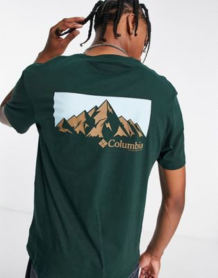 Columbia Peak back graphic t-shirt in spruce green Exclusive at ASOS