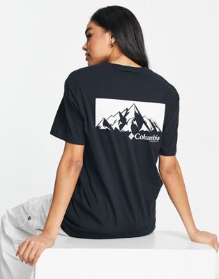 Columbia Peak back print boyfriend fit t-shirt in black Exclusive at ASOS