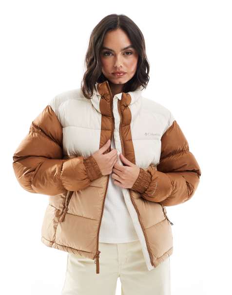 Columbia Pike Lake II cropped puffer jacket in canoe and chalk and camel brown - view 1