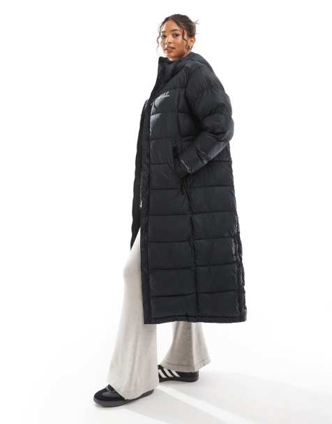 Columbia Pike Lake II long line puffer coat in black - view 1