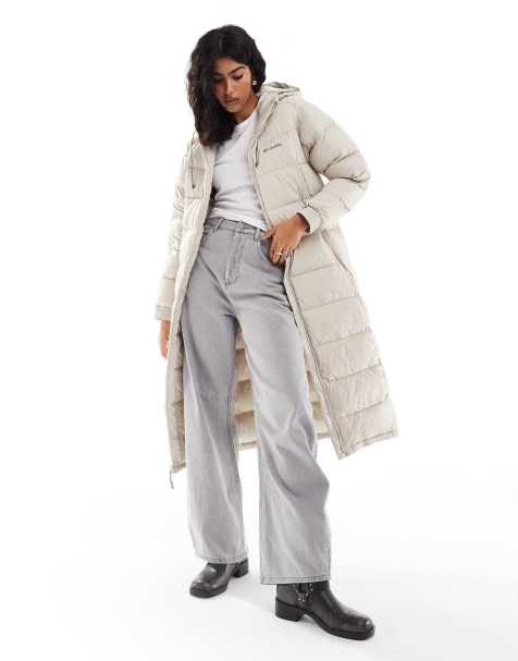 Columbia Pike Lake II long line puffer coat in dark stone - view 1
