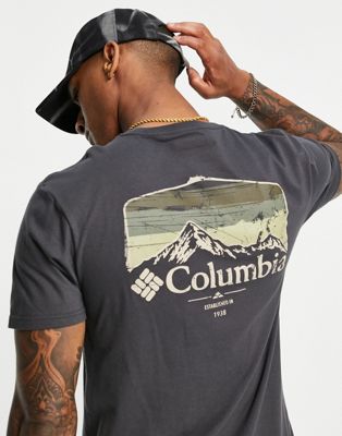 Columbia Pikewood Graphic back print t-shirt in green
