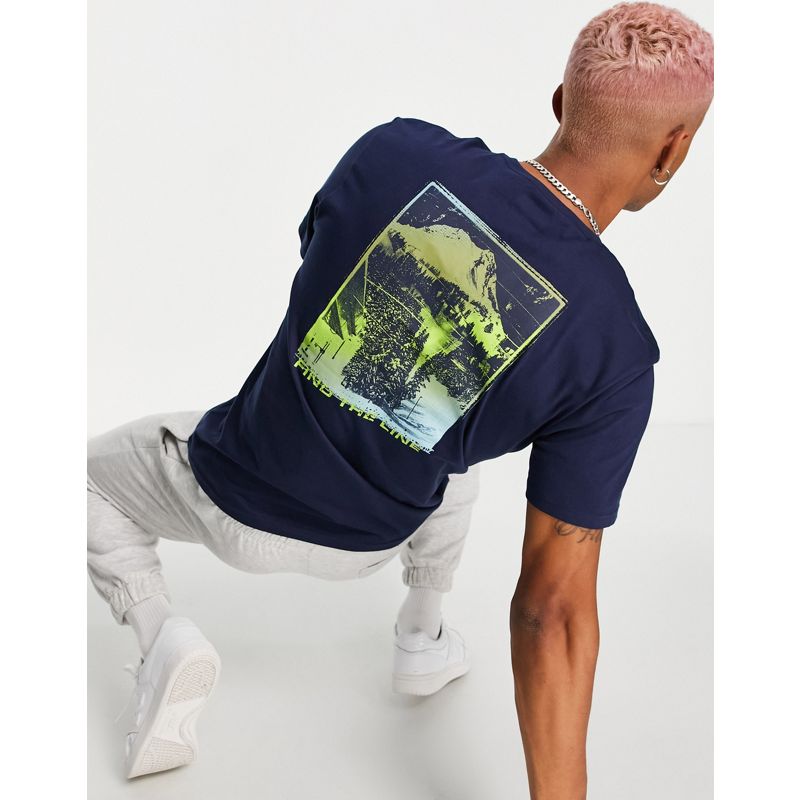 kchcG Uomo Columbia - Pikewood - T-shirt blu navy con stampa sulla schiena
