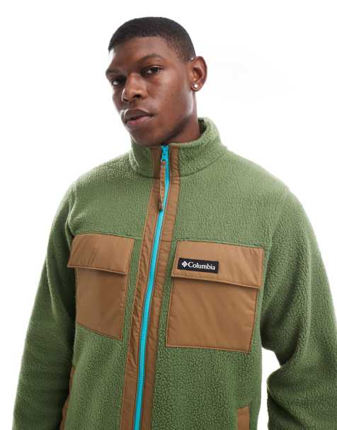 Columbia - Pile color block verde mensa martellato con chiusura zip - view 1