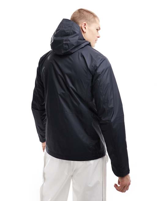 Columbia Pouring Adventure hooded rain jacket in black, 2 of 4