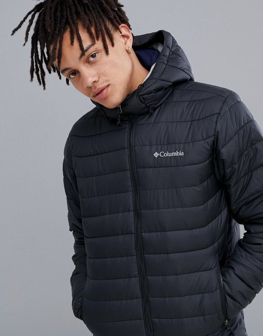 Columbia Powder Lite puffer jacket in charcoal and black Exclusive at ASOS