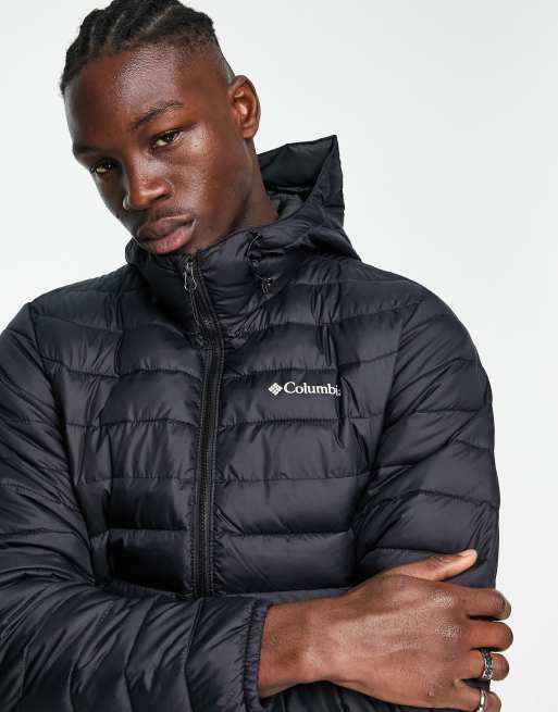 Columbia Powder Lite puffer jacket in charcoal and black Exclusive at ASOS