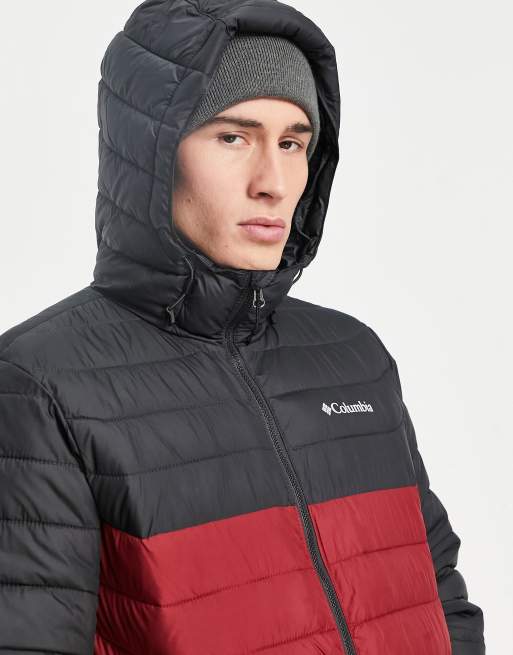 Columbia Powder Lite hooded jacket in red black