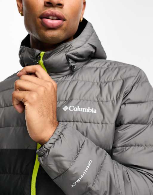 コロンビア Columbia Powder Lite hooded Omni-HEAT coat in grey メンズ-