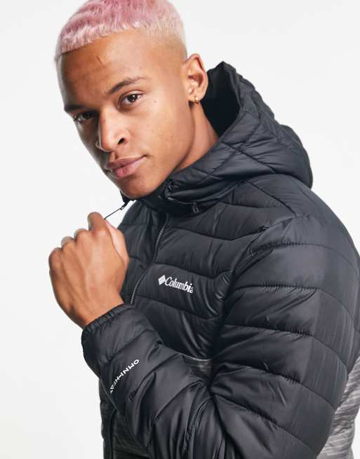 Columbia Powder Lite puffer jacket in charcoal and black Exclusive at ASOS