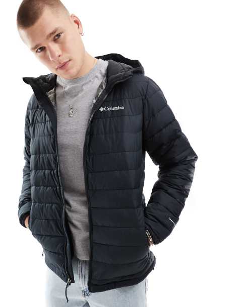 Columbia – Powder Lite II – Jacke in Schwarz mit Kapuze - view 1