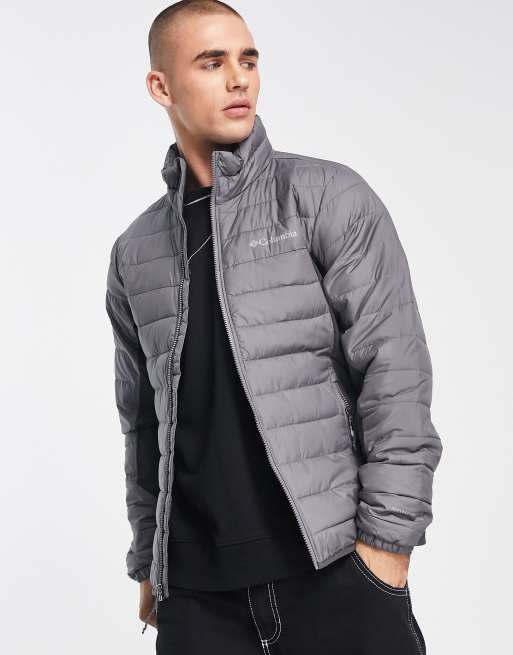 Columbia Powder Lite puffer jacket in charcoal and black Exclusive at ASOS