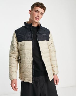 Columbia Powder Lite insulated jacket in stone and black - ASOS Price Checker