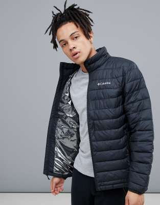 Columbia Powder Lite puffer jacket in charcoal and black Exclusive at ASOS