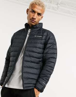 Columbia Powder Lite puffer jacket in charcoal and black Exclusive at ASOS