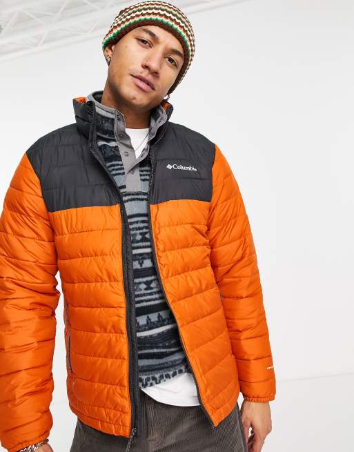 Columbia Powder Lite puffer jacket in charcoal and black Exclusive at ASOS