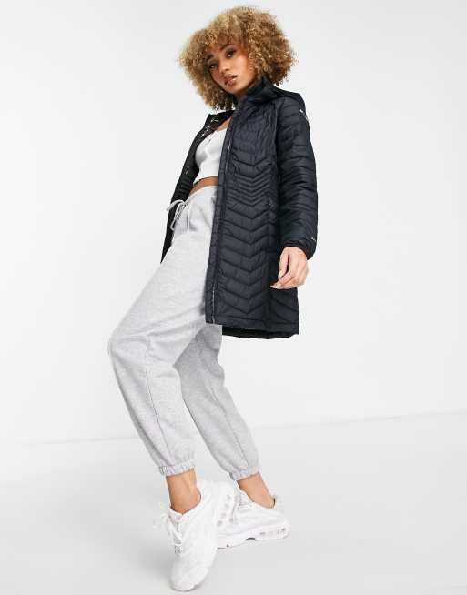 Columbia Powder Lite puffer jacket in charcoal and black Exclusive at ASOS