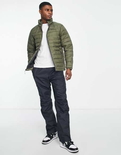 Columbia Powder Lite puffer jacket in khaki Exclusive at ASOS