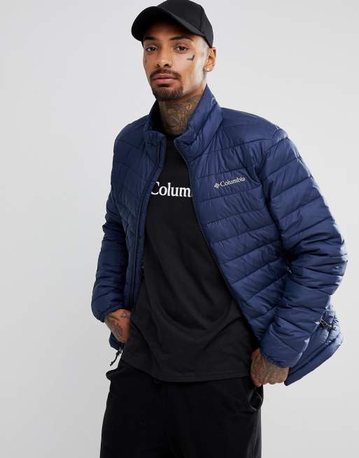 Columbia Powder Lite puffer jacket in charcoal and black Exclusive at ASOS