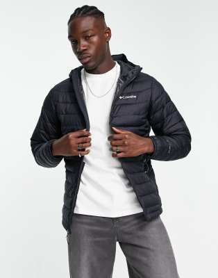 Columbia – Powder Lite – Schwarze Jacke mit Kapuze