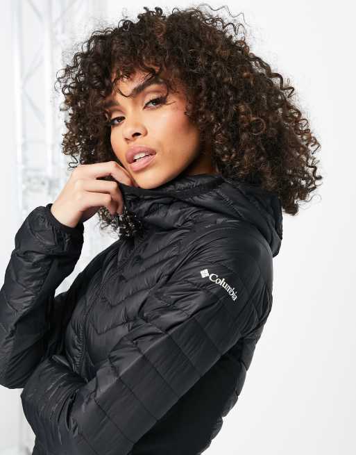 Columbia Powder Pass hooded jacket in black ASOS