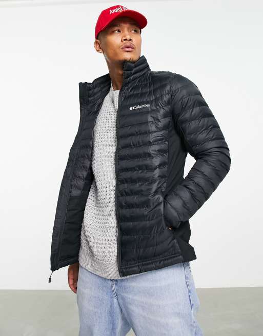 Columbia Powder Lite puffer jacket in charcoal and black Exclusive at ASOS