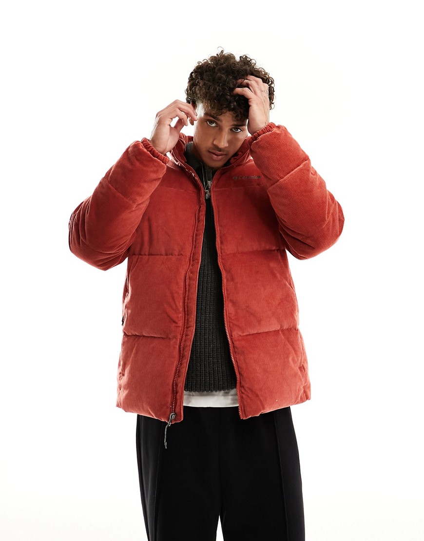 Columbia Puffect corduroy puffer jacket in red