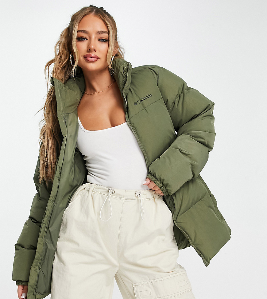 Columbia Puffect crinkle finish nylon puffer jacket in khaki Exclusive at ASOS-Green