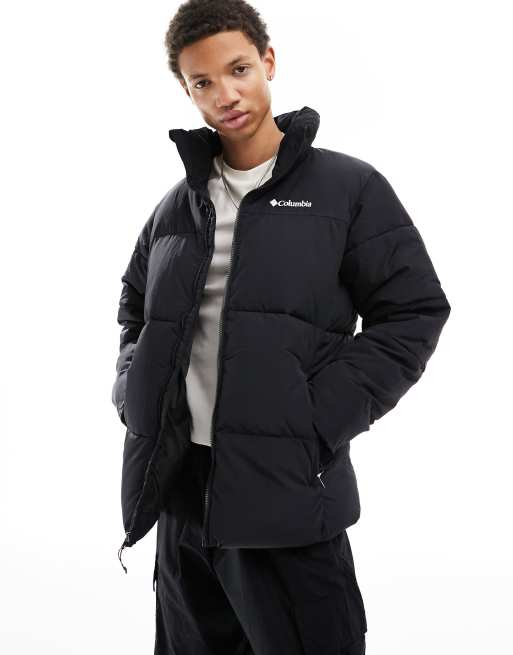 Columbia Puffect crinkle nylon puffer jacket in black 