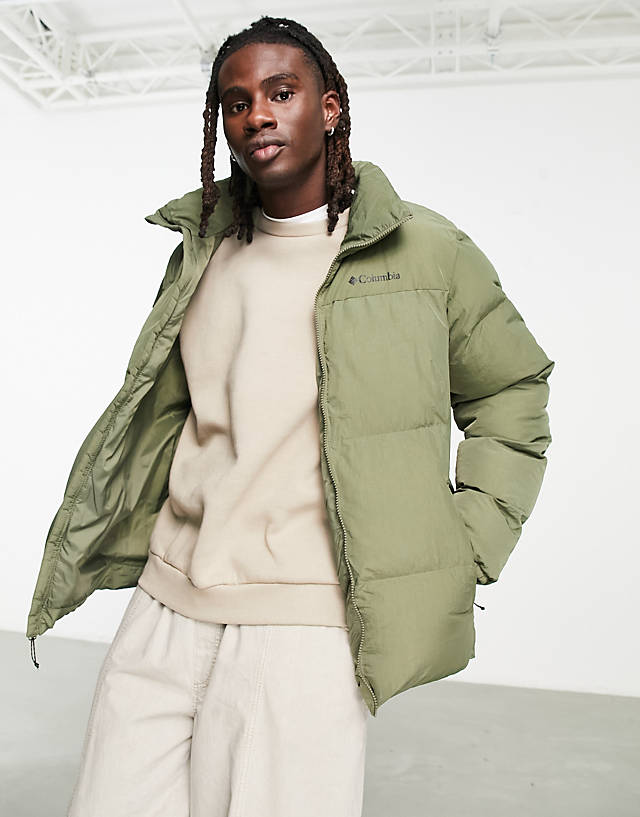 Columbia - puffect crinkle nylon puffer jacket in khaki exclusive at asos