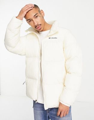 Columbia Puffect crinkle nylon puffer jacket in off white Exclusive at ASOS