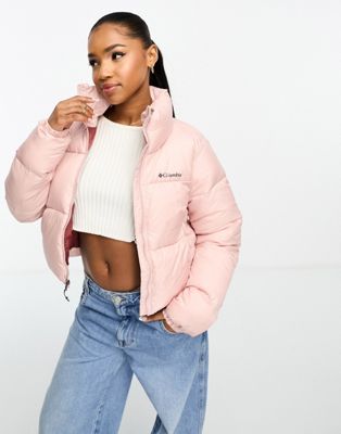 Columbia Puffect cropped coat in pink