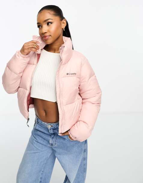 Hot pink puffer jacket on sale women's