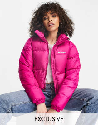 Columbia Puffect cropped jacket in pink Exclusive at ASOS