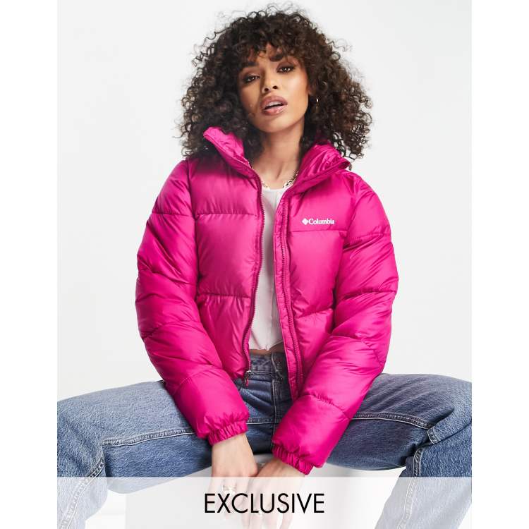 Columbia Puffect cropped jacket in pink Exclusive at ASOS