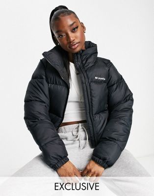 Columbia Puffect cropped puffer jacket in black Exclusive at ASOS | ASOS