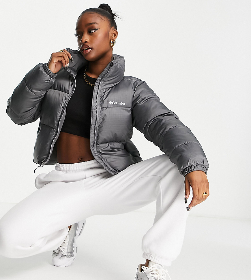 Columbia Puffect cropped puffer jacket in gray Exclusive at ASOS