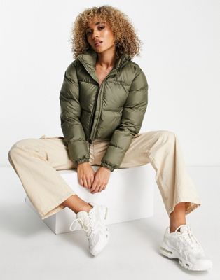 Columbia Puffect cropped puffer jacket in khaki Exclusive at ASOS