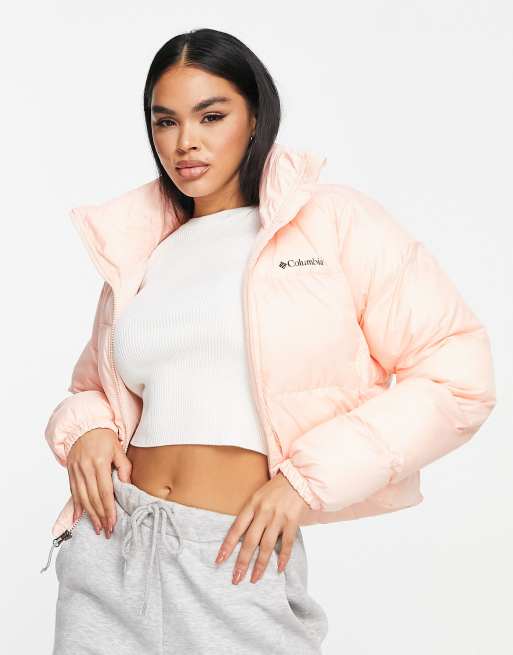 Grey Peach Skin Cropped Bubble Puffer Jacket