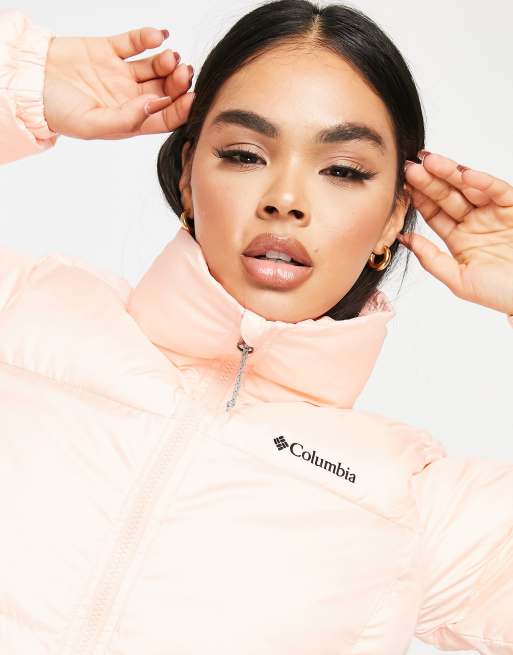 Columbia Puffect cropped puffer jacket in peach Exclusive at ASOS