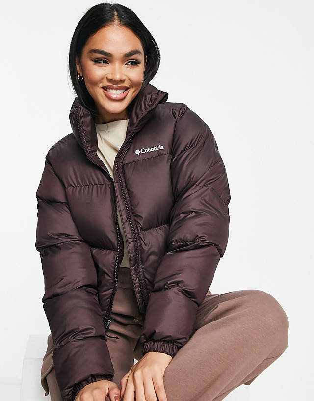 Columbia - puffect cropped puffer jacket in purple exclusive at asos