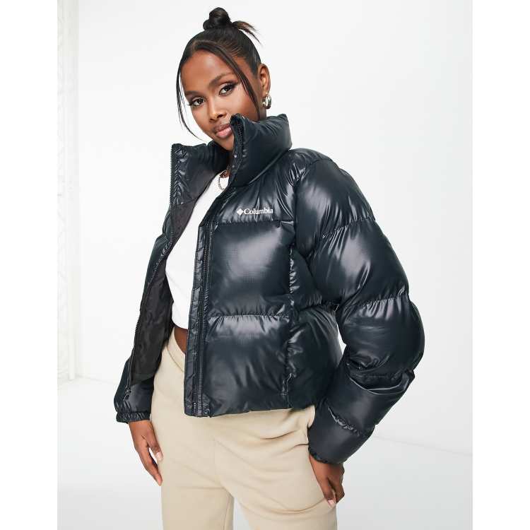 Cropped puffer store jacket shiny