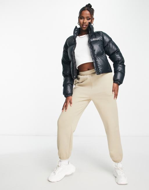 Shiny cropped puffer jacket on sale