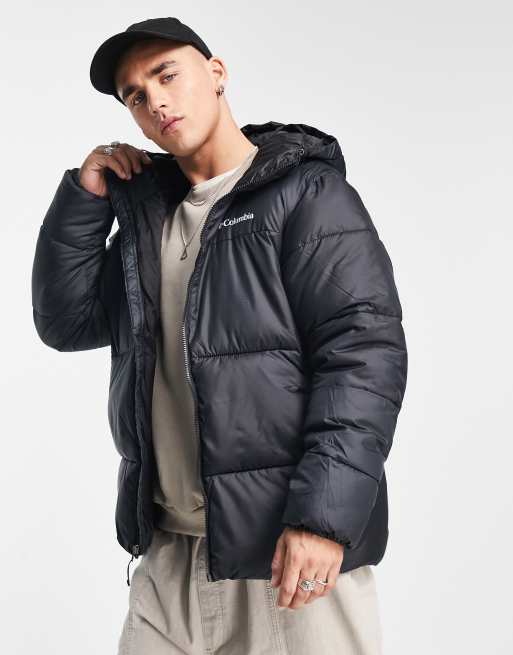 Columbia Puffect hooded jacket in black Exclusive at ASOS