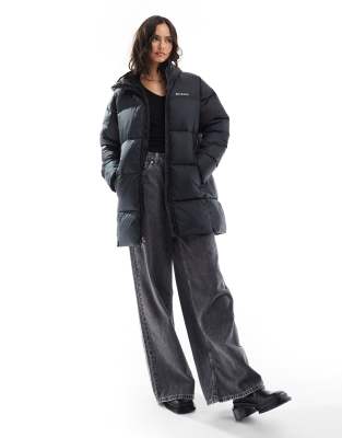 Columbia - Puffect II - Mittellange Pufferjacke in Schwarz mit Kapuze