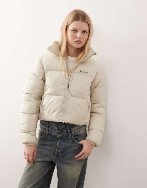 Columbia Puffect II cropped puffer jacket in dark stone